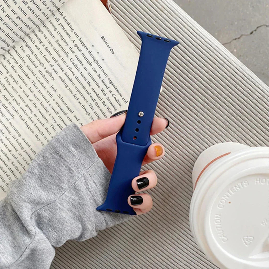 Silicone, stainless steel & leather Smart Watch Strap